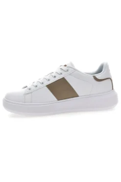 Weiße Sneakers mit goldenen Seitenstreifen Baumwollgürtel BRIGHTON 2.0 LTH