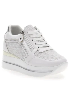 Weiße Sneakers mit Keilabsatz und seitlichem Reißverschluss ENERGY E45