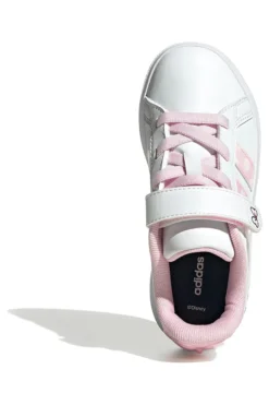 Weiße Sneakers mit rosa Details und Klettverschluss Adidas Grand Court Minnie El K