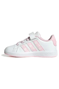 Weiße Sneakers mit rosa Details und Klettverschluss Adidas Grand Court Minnie El K
