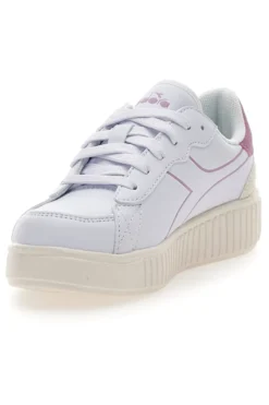 Weiße Sneakers mit rosa Details und hoher Sohle Diadora Game Step Tutu PS
