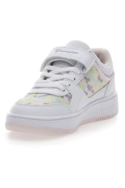 Weiße Turnschuhe mit Klettverschluss-Champion-Rebound-Grafik