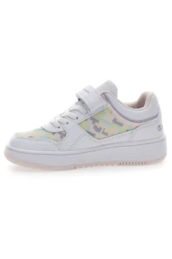 Weiße Turnschuhe mit Klettverschluss-Champion-Rebound-Grafik