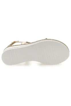 Weiße und beige Sandale mit mittlerem Keilabsatz PITTARELLO LOOK MK3234109