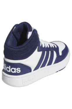Weiße und blaue Mid-Cut-Sneaker Adidas Hoops 3 Mid K