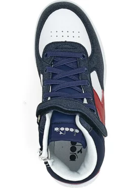 Weiße und blaue Mid-Cut-Sneaker mit seitlichem Reißverschluss DIADORA MID RAPTOR PS