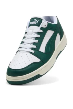 Weiße und grüne Turnschuhe PUMA Rebound v6 Low