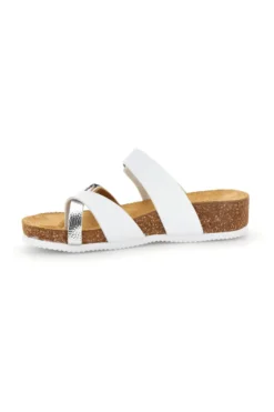 Weiß silberne Hausschuhe mit echter Ledersohle Pittarello eco 293A312SR