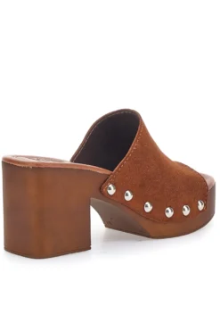 Zoccoli Marroni in Vera Pelle con Tacco Effetto Legno PITTARELLO LOVE 4850