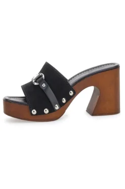 Zoccoli Neri Con Tacco 9 cm Pittarello Love 15495